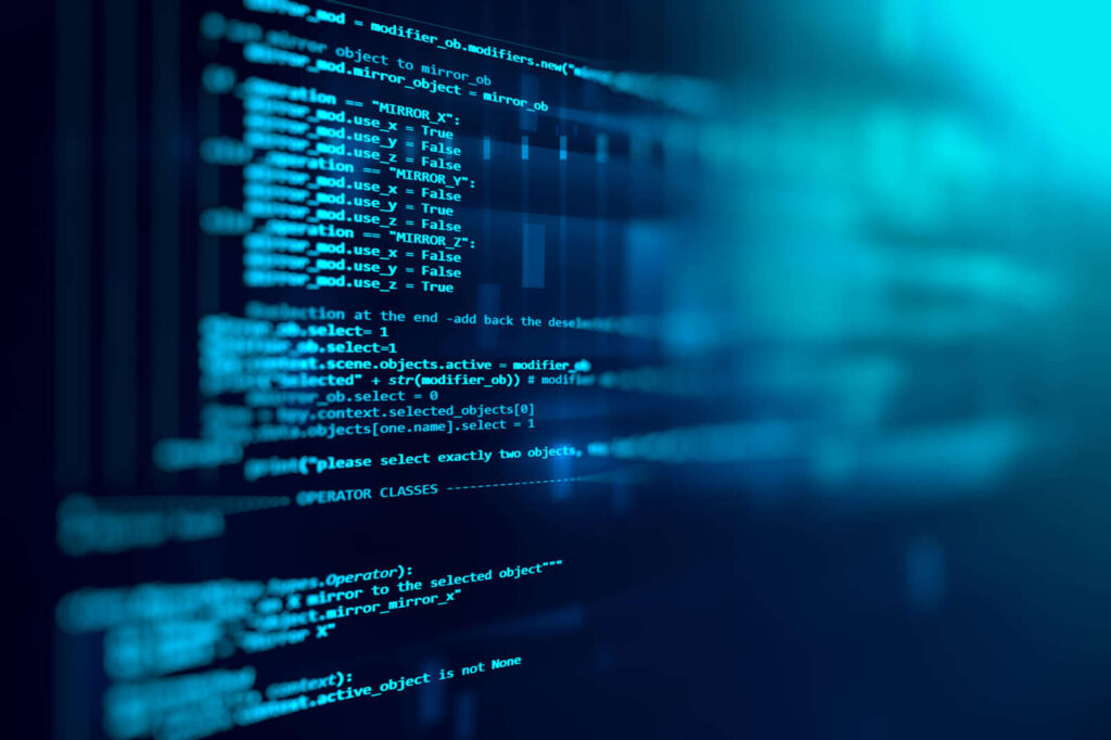Software source code on a screen